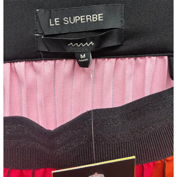 NWT Le Superbe Red Pleated Chevron Skirt, Long, Elastic Waist, Women’s Size M - Picture 7 of 8
